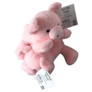 Lot of 2 Way to Celebrate Easter Small Lying Pink Pig Plush Stuffed Animal Toy